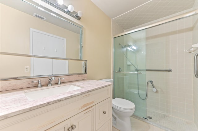 6472 Overland Dr, Delray Beach, FL 33484 - bathroom featuring toilet, a shower stall, and visible vents