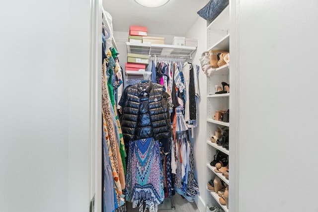 spacious closet with wood finished floors