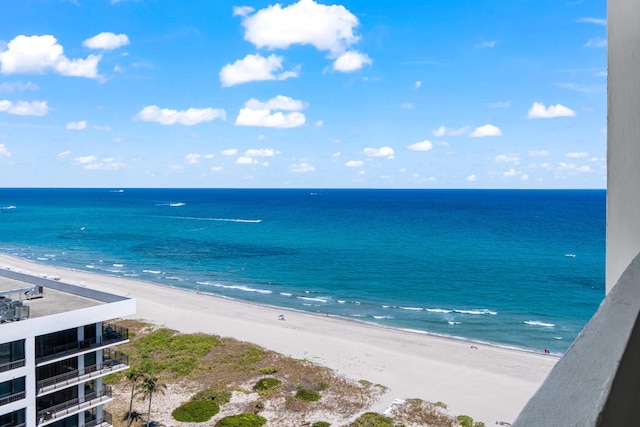 view of water feature featuring a beach view