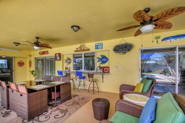 3412 Lake Osborne Dr, Lake Worth Beach, FL 33461 - view of swimming pool featuring a patio area, glass enclosure, and a ceiling fan