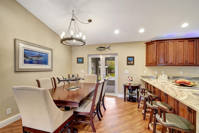 16181 90th St N, Loxahatchee, FL 33470 - dining area featuring light wood-style floors, baseboards, french doors, and recessed lighting