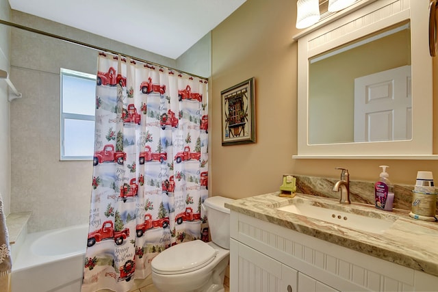 16181 90th St N, Loxahatchee, FL 33470 - bathroom featuring toilet, shower / bath combination with curtain, and vanity