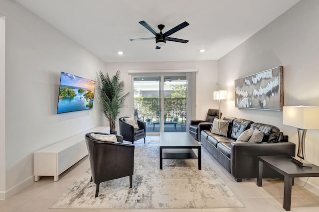 14481 Highland Center Way, Delray Beach, FL 33446 - living area featuring ceiling fan, recessed lighting, and baseboards