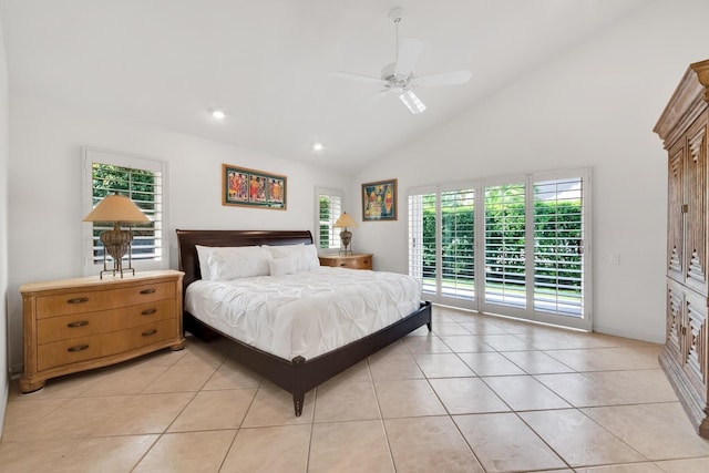 7315 Falls Rd E, Boynton Beach, FL 33437 - bedroom with recessed lighting, visible vents, a ceiling fan, and light tile patterned flooring
