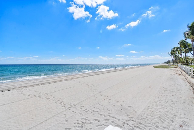 property view of water featuring a view of the beach