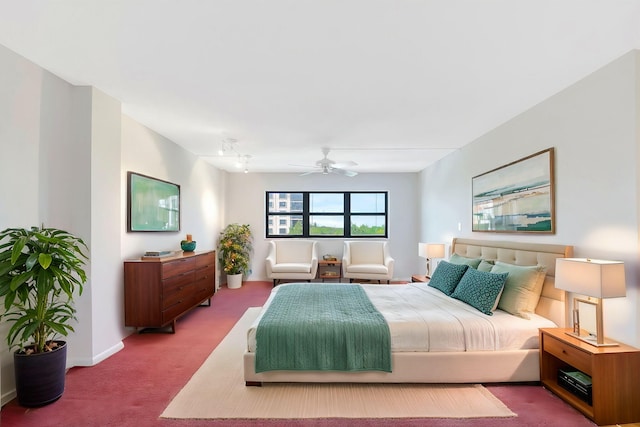 4605 S Ocean Blvd Unit 4C, Highland Beach, FL 33487 - bedroom featuring carpet flooring, a ceiling fan, and rail lighting