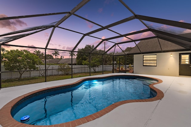 488 NW 13th St, Boca Raton, FL 33432 - view of pool featuring a patio, a fenced in pool, a fenced backyard, and glass enclosure