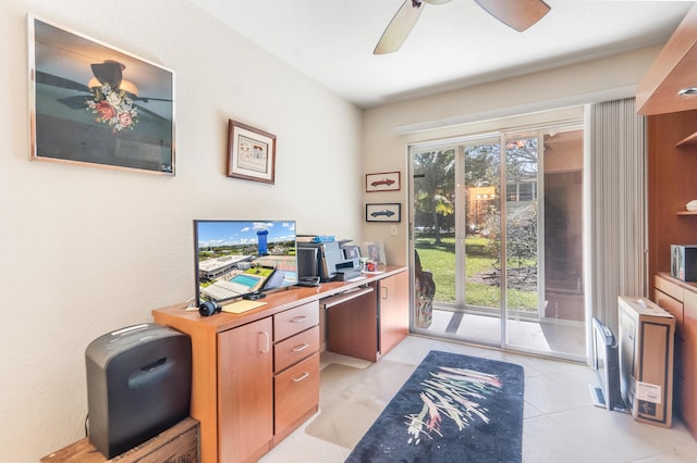 325 Tilford P, Deerfield Beach, FL 33442 - home office with light tile patterned flooring and a ceiling fan