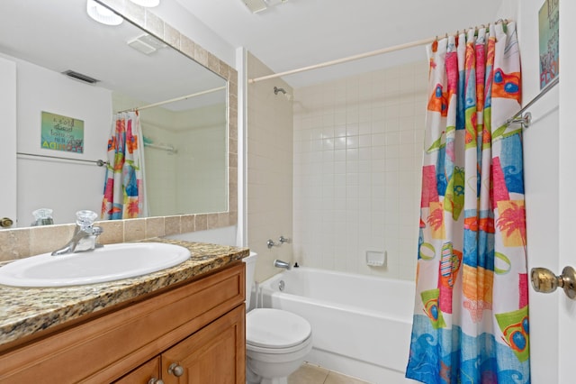 5661 Riverside Dr Unit 206B7, Coral Springs, FL 33067 - full bath featuring shower / bath combo with shower curtain, vanity, toilet, and tile patterned flooring