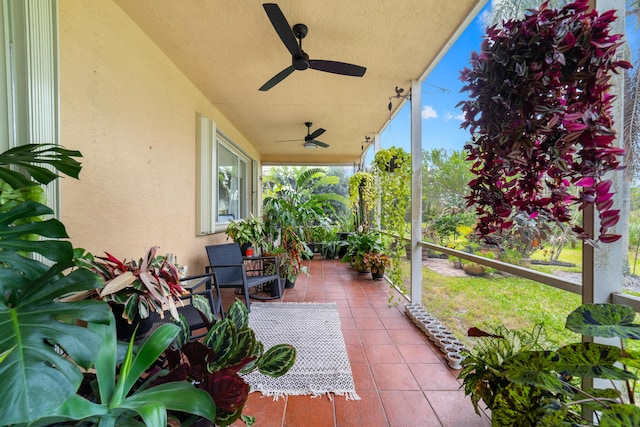 view of patio with ceiling fan