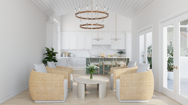 115 Olympus Way, Jupiter, FL 33477 - sitting room with light wood-type flooring, high vaulted ceiling, and wooden ceiling