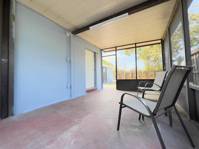 view of unfurnished sunroom