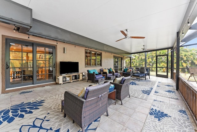 view of patio / terrace with outdoor lounge area and a ceiling fan