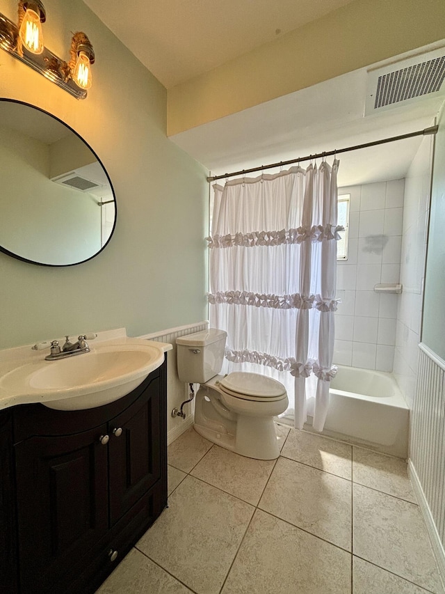 1894 NW Britt Rd, Stuart, FL 34994 - full bathroom featuring toilet, vanity, shower / bathtub combination with curtain, and tile patterned floors