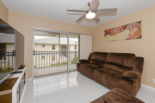 1530 SE Royal Green Cir Unit 205, Port Saint Lucie, FL 34952 - living area featuring ceiling fan and light tile patterned flooring