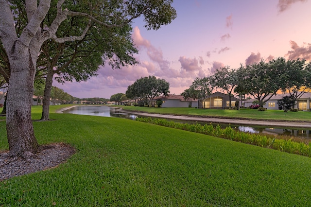 view of yard featuring a water view