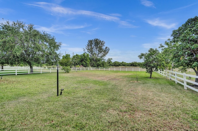 view of yard with a rural view