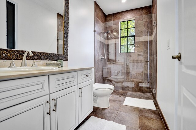 9210 Equus Cir, Boynton Beach, FL 33472 - full bath featuring toilet, vanity, tiled shower, and recessed lighting