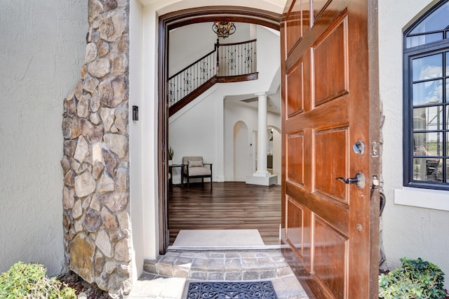 9210 Equus Cir, Boynton Beach, FL 33472 - doorway to property with stucco siding and stone siding