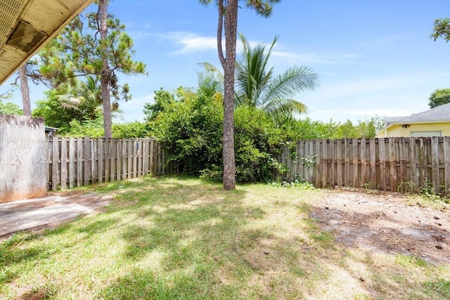 view of yard featuring a fenced backyard