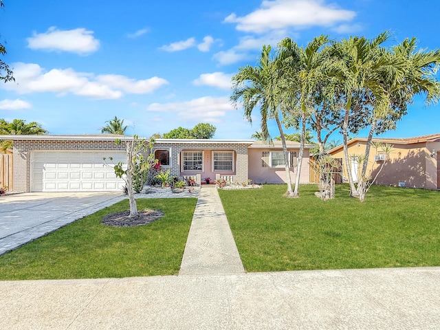 6875 NW 1st Ct, Margate, FL 33063 - ranch-style home featuring a front yard, brick siding, driveway, and an attached garage