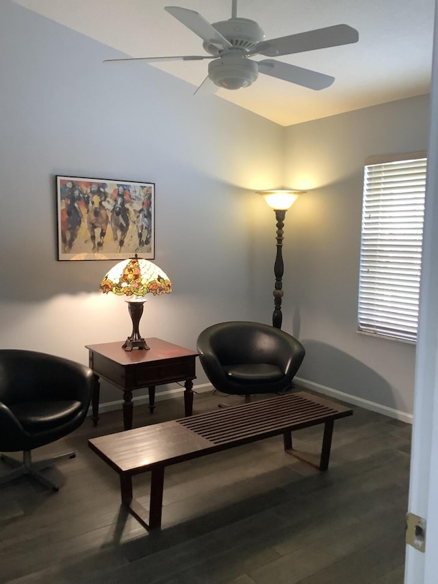 7007 Ashton St, Boynton Beach, FL 33437 - sitting room featuring ceiling fan, wood finished floors, and baseboards