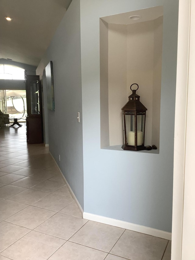 7007 Ashton St, Boynton Beach, FL 33437 - hall featuring recessed lighting, light tile patterned floors, and baseboards