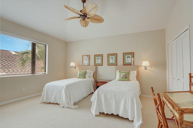 13315 Deauville Dr, Palm Beach Gardens, FL 33410 - carpeted bedroom with a closet, baseboards, and ceiling fan