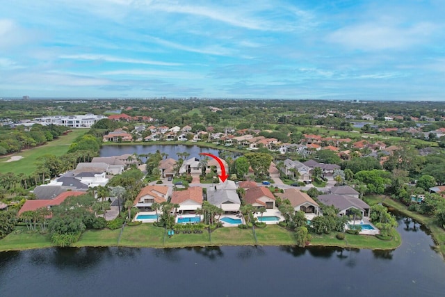 13315 Deauville Dr, Palm Beach Gardens, FL 33410 - birds eye view of property with a residential view and a water view