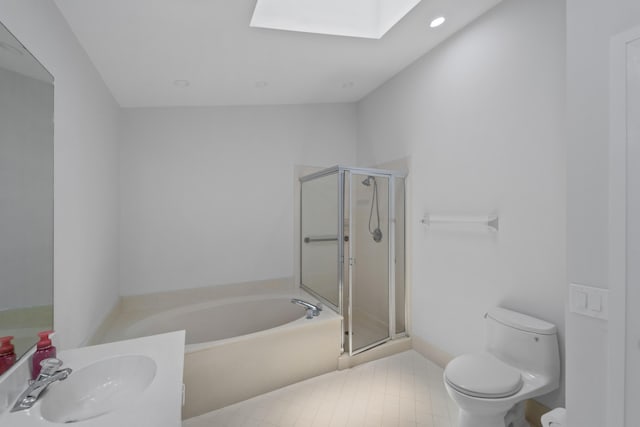 22586 Esplanada Dr, Boca Raton, FL 33433 - bathroom featuring a garden tub, a sink, toilet, and a shower stall