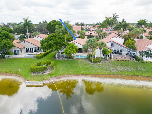 22586 Esplanada Dr, Boca Raton, FL 33433 - drone / aerial view featuring a water view and a residential view