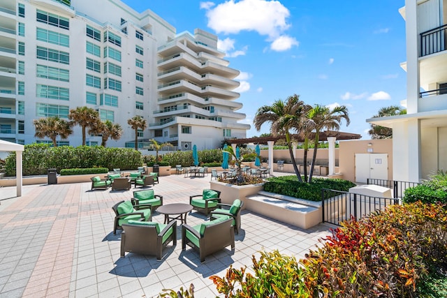view of property's community featuring a patio