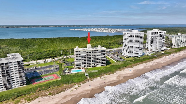 10000 S Ocean Dr S Unit 601, Jensen Beach, FL 34957 - aerial view with a water view and a view of the beach