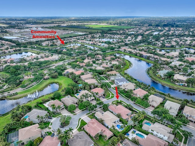 8888 Rockridge Glen Cv, Boynton Beach, FL 33473 - bird's eye view with a residential view and a water view