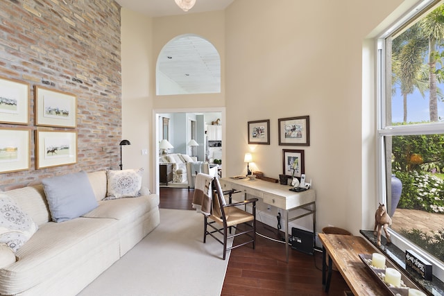 2990 Twin Oaks Way, Wellington, FL 33414 - office with dark wood-type flooring and a high ceiling