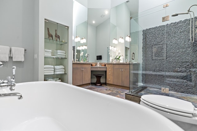 2990 Twin Oaks Way, Wellington, FL 33414 - bathroom featuring vanity, a stall shower, and a soaking tub