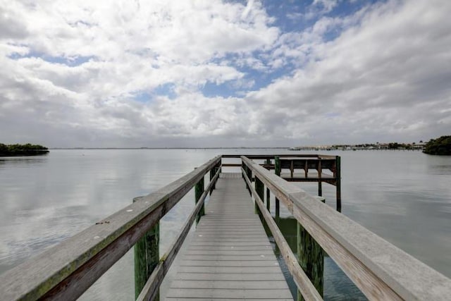 dock area featuring a water view