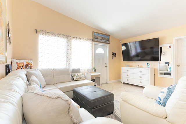 3899 Tuskegee Dr, Lake Worth, FL 33462 - living area with vaulted ceiling and light tile patterned flooring