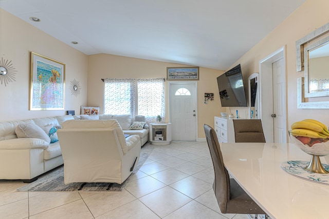 3899 Tuskegee Dr, Lake Worth, FL 33462 - living area with lofted ceiling and light tile patterned floors