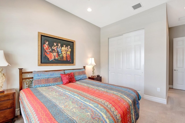8318 Cameron Cave Dr, Boynton Beach, FL 33473 - bedroom featuring a closet, carpet floors, baseboards, visible vents, and recessed lighting