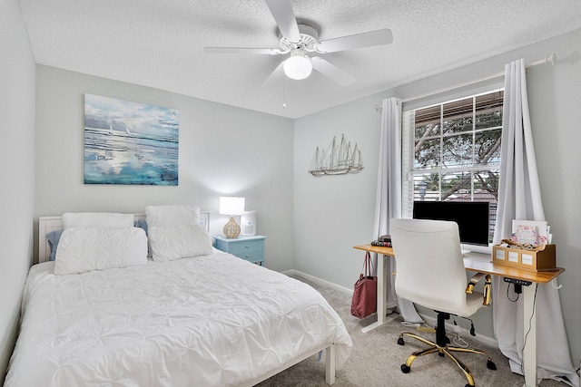 3773 NW 63rd Ct, Coconut Creek, FL 33073 - bedroom with a ceiling fan, carpet, baseboards, and a textured ceiling