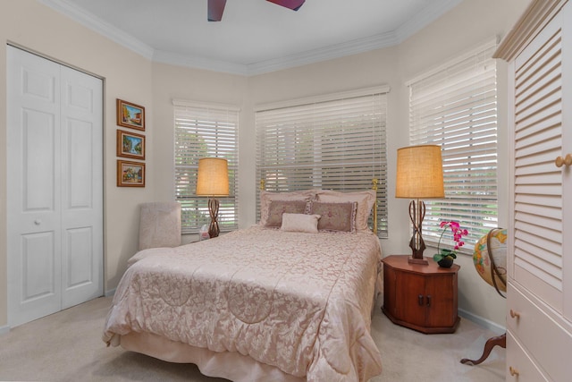 7406 Carmela Way, Delray Beach, FL 33446 - carpeted bedroom with crown molding, ceiling fan, and baseboards