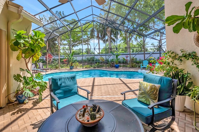 8353 Grand Messina Cir, Boynton Beach, FL 33472 - outdoor pool with a patio area and glass enclosure