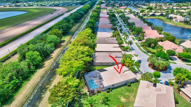 8353 Grand Messina Cir, Boynton Beach, FL 33472 - birds eye view of property featuring a water view and a residential view