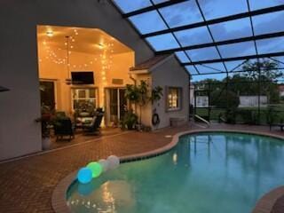 8353 Grand Messina Cir, Boynton Beach, FL 33472 - outdoor pool featuring a patio and a lanai