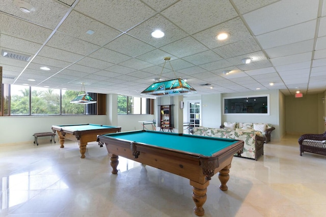 game room with pool table