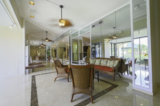 common area with ornamental molding