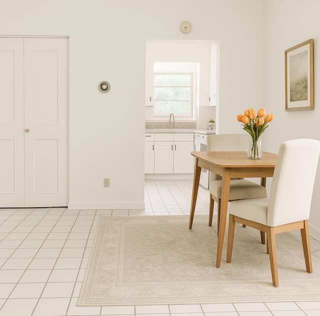 dining space with light tile patterned flooring