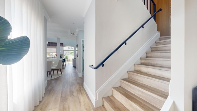 1942 NE 6th St, Deerfield Beach, FL 33441 - stairs featuring baseboards and wood finished floors