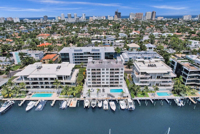 155 Isle Of Venice Dr Unit 304, Fort Lauderdale, FL 33301 - aerial view of a view of skyline, a nearby body of water, and a pool area